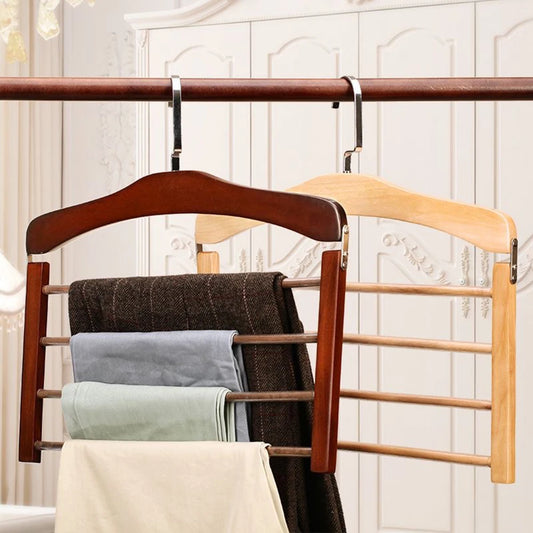 Solid Wood Multifunctional Pants Rack, Multi-Layer Pants Hanger, Household Storage Artifact, Scarf, Wardrobe Storage Rack