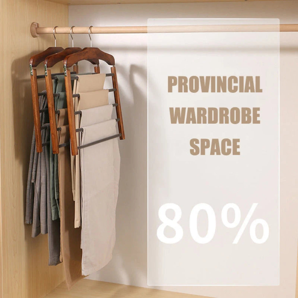 Solid Wood Multifunctional Pants Rack, Multi-Layer Pants Hanger, Household Storage Artifact, Scarf, Wardrobe Storage Rack