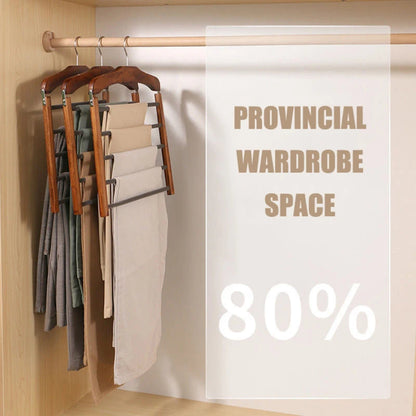 Solid Wood Multifunctional Pants Rack, Multi-Layer Pants Hanger, Household Storage Artifact, Scarf, Wardrobe Storage Rack