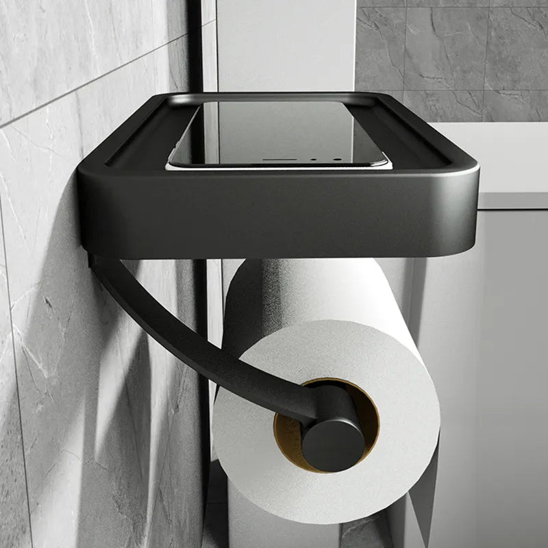 Black Toilet Roll Holder Wall Mounted Nail Free Toilet Paper Holder for Bathroom Toilet Accessories Bathroom Paper Towel Holder