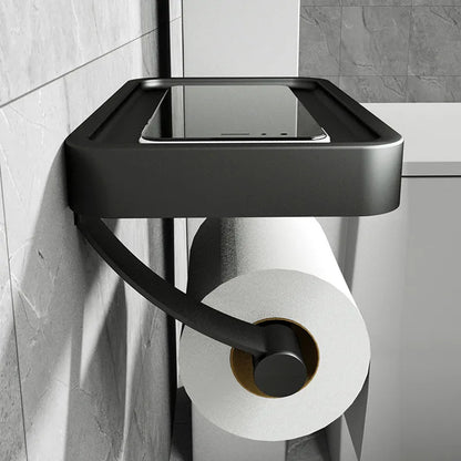 Black Toilet Roll Holder Wall Mounted Nail Free Toilet Paper Holder for Bathroom Toilet Accessories Bathroom Paper Towel Holder