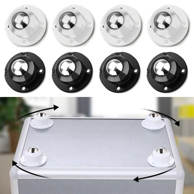 4PCS Stainless Steel Universal Wheel Self Adhesive Caster Mini Swivel Wheels 360 Degree Rotation Pulley for Furniture Trash Can