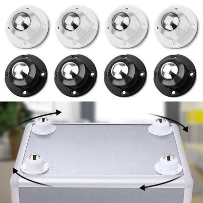 4PCS Stainless Steel Universal Wheel Self Adhesive Caster Mini Swivel Wheels 360 Degree Rotation Pulley for Furniture Trash Can