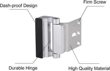 2 Pack Door Reinforcement Locks with 8 Screws, Home Security Door Lock for Toddler, Childproof Door Lock Night Lock Withstand 800 Lbs Silver