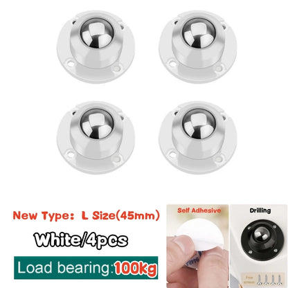 4PCS Stainless Steel Universal Wheel Self Adhesive Caster Mini Swivel Wheels 360 Degree Rotation Pulley for Furniture Trash Can