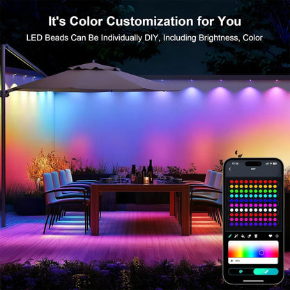 300FT Permanent Outdoor RGB Lights IP67 Waterproof with Smart App Control Remote DIY Scene Modes Eaves Light for Garden Decor