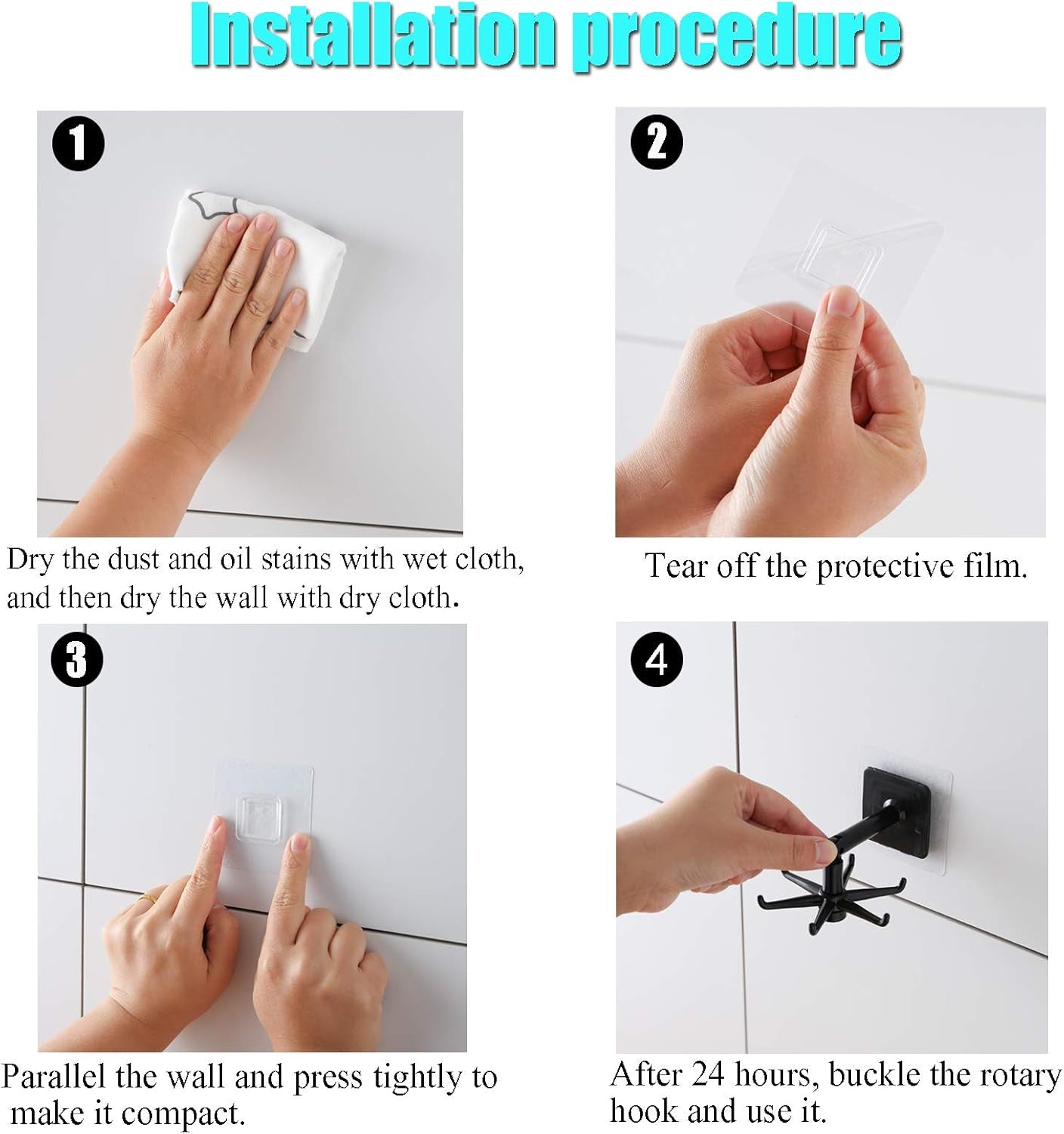 Self-Adhesive Kitchen Hooks for Hanging 360° Rotating, Waterproof Utility Hook Kitchen Towel Hooks Suction Cup Hook Holder for Bathroom Home, Stick on Wall Door Cabinet Hook for Hanging (White)