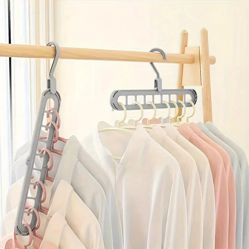 Rotating 9-Hole Magic Clothes Hanger, Foldable Horizontal and Vertical Dual-Use, Multifunctional 9-Hole Drying Rack for Home Use