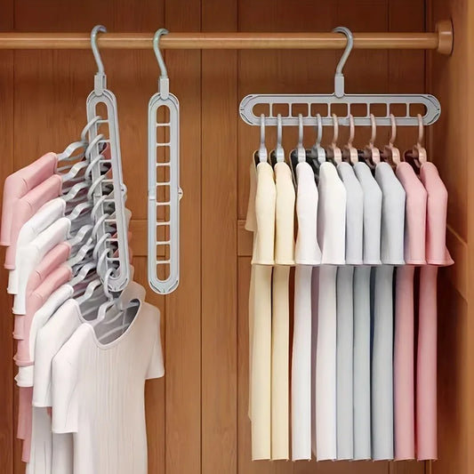 Rotating 9-Hole Magic Clothes Hanger, Foldable Horizontal and Vertical Dual-Use, Multifunctional 9-Hole Drying Rack for Home Use