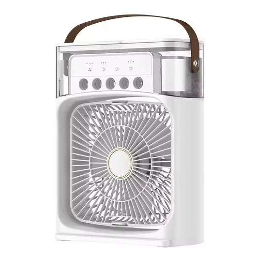 Summer Cooling Fan 3 in 1 Portable Desktop Humidifier USB Mini Air Conditioners Night Light Water Mist for Home, Office
