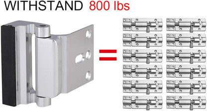 2 Pack Door Reinforcement Locks with 8 Screws, Home Security Door Lock for Toddler, Childproof Door Lock Night Lock Withstand 800 Lbs Silver