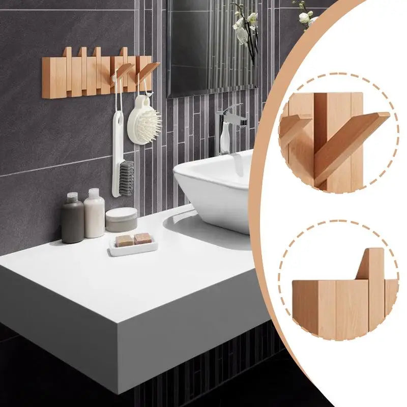 Creative Wood Coat Racks Wall Hanging Wall Entry Door Porch Hanging Coat Rack Perforated Solid Wood Piano Keys Clothes Hook