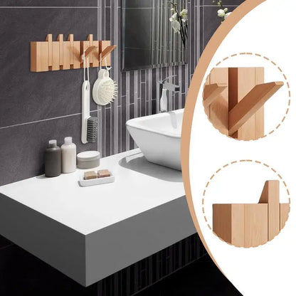 Creative Wood Coat Racks Wall Hanging Wall Entry Door Porch Hanging Coat Rack Perforated Solid Wood Piano Keys Clothes Hook