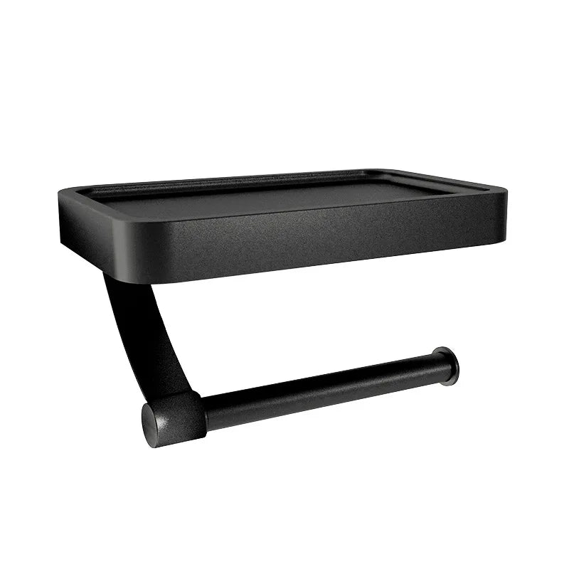 Black Toilet Roll Holder Wall Mounted Nail Free Toilet Paper Holder for Bathroom Toilet Accessories Bathroom Paper Towel Holder