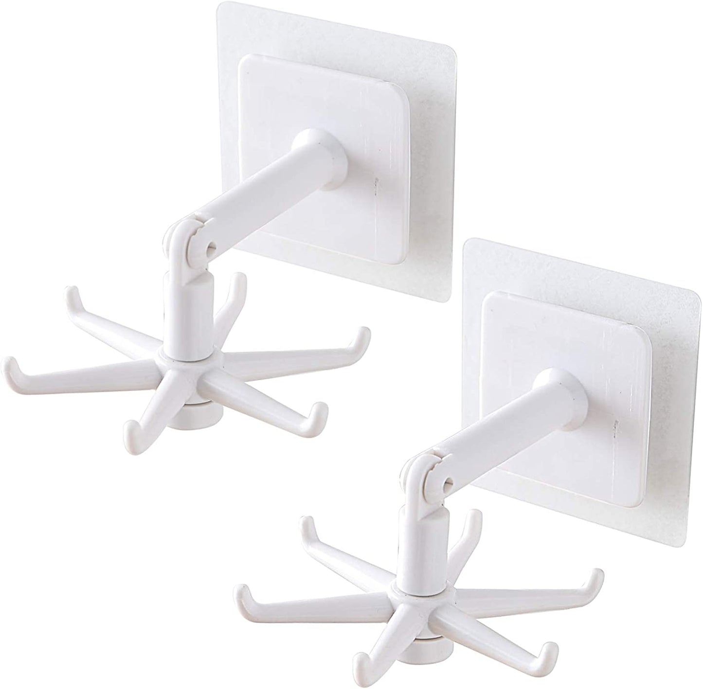 Self-Adhesive Kitchen Hooks for Hanging 360° Rotating, Waterproof Utility Hook Kitchen Towel Hooks Suction Cup Hook Holder for Bathroom Home, Stick on Wall Door Cabinet Hook for Hanging (White)