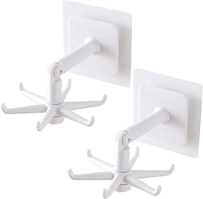 Self-Adhesive Kitchen Hooks for Hanging 360° Rotating, Waterproof Utility Hook Kitchen Towel Hooks Suction Cup Hook Holder for Bathroom Home, Stick on Wall Door Cabinet Hook for Hanging (White)