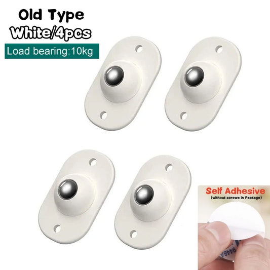 4PCS Stainless Steel Universal Wheel Self Adhesive Caster Mini Swivel Wheels 360 Degree Rotation Pulley for Furniture Trash Can